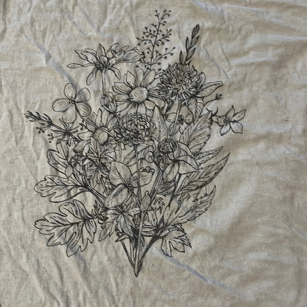 sage green floral graphic tee